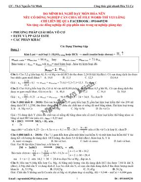 Công thức giải nhanh Hóa vô cơ - Nguyễn Vũ Minh